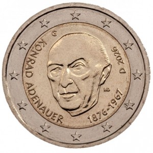 Аверс монеты Германия, 2 евро, 2026, Конрад Аденауэр