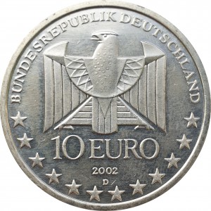 Аверс монеты Германия, 10 евро, 2002, 100 лет Берлинскому метро