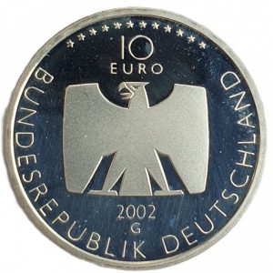 Аверс монеты Германия, 10 евро, 2002, 50 лет немецкому телевидению