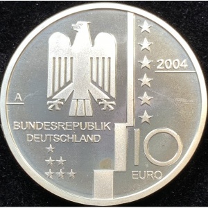 Аверс монеты Германия, 10 евро, 2004, Баухауз в Дессау