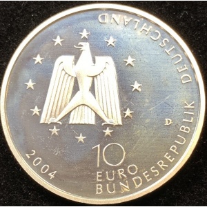 Аверс монеты Германия, 10 евро, 2004, Лаборатория Коламбус на МКС