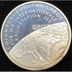 Реверс монеты Германия, 10 евро, 2004, Лаборатория Коламбус на МКС