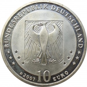 Аверс монеты Германия, 10 евро, 2007, 175 лет со дня рождения Вильгельма Буша