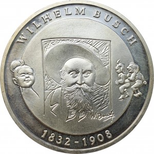 Реверс монеты Германия, 10 евро, 2007, 175 лет со дня рождения Вильгельма Буша