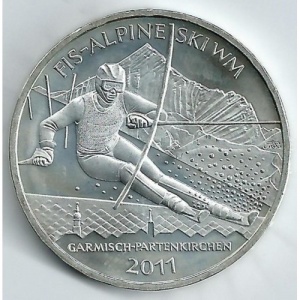 Реверс монеты Германия, 10 евро, 2010, Чемпионат мира по горнолыжному спорту 2011