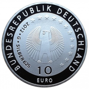 Аверс монеты Германия, 10 евро, 2012, 50 лет помощи голодающим