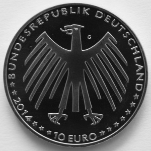 Аверс монеты Германия, 10 евро, 2014, Сказки Гримм - Гензель и Гретель