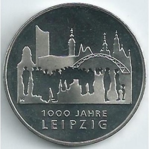 Реверс монеты Германия, 10 евро, 2015, 1000 лет городу Лейпциг