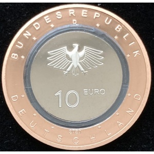 Аверс монеты Германия, 10 евро, 2020, В полете - На суше