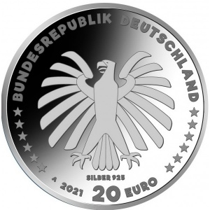 Аверс монеты Германия, 20 евро, 2021, 50 лет "Передаче с мышкой"