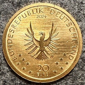 Аверс монеты Германия, 20 евро, 2024, Возвращение дикой природы - Бобер