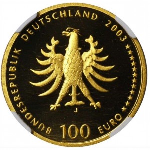 Реверс монеты Германия, 100 евро, 2003, Мировое наследие ЮНЕСКО - Кведлинбург