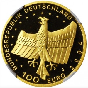 Аверс монеты Германия, 100 евро, 2004, Мировое наследие ЮНЕСКО - Бамберг