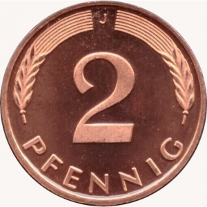 Реверс монеты Германия, 2 пфеннига, 1968-2001