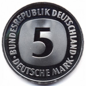 Реверс монеты Германия, 5 марок, 1975-2001