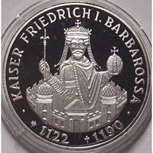 Реверс монеты Германия, 10 марок, 1990, 800 лет со дня смерти Фридриха I Барбаросса