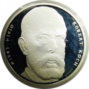 Реверс монеты Германия, 10 марок, 1993, 150 лет со дня рождения Роберта Коха