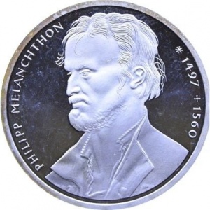Реверс монеты Германия, 10 марок, 1997, 500 лет со дня рождения Филиппа Меланхтона