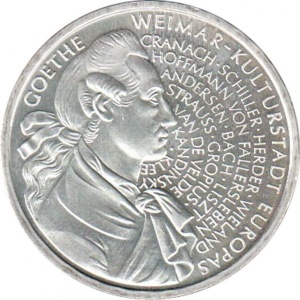 Реверс монеты Германия, 10 марок, 1999, 250 лет со дня рождения Иоганна Вольфганга фон Гете