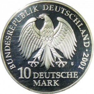 Аверс монеты Германия, 10 марок, 2001, Военно-морской музей в Штральзунде