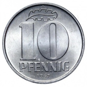 Реверс монеты Германия, 10 пфеннигов, 1963-1990