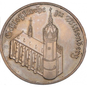 Реверс монеты Германия, 5 марок, 1983, Замковая церковь в Виттенберге