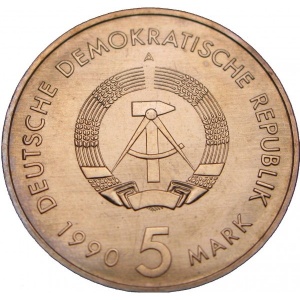 Аверс монеты Германия, 5 марок, 1990, 500 лет почте