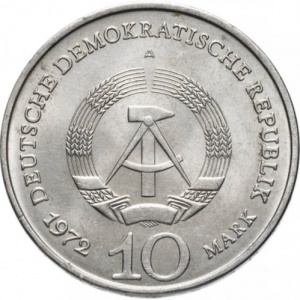 Аверс монеты Германия, 10 марок, 1972, Мемориал "Бухенвальд" около Веймара