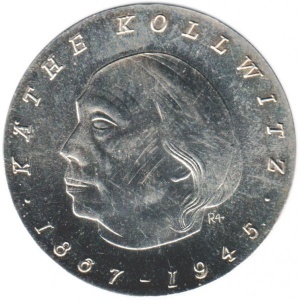 Реверс монеты Германия, 10 марок, 1967, 100 лет со дня рождения Кэте Кольвиц