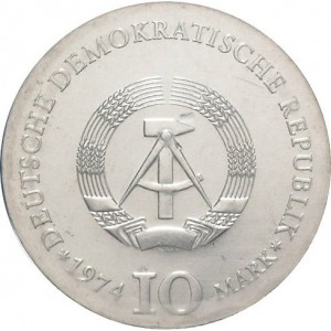 Аверс монеты Германия, 10 марок, 1974, 200 лет со дня рождения Каспара Давида Фридриха