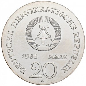 Аверс монеты Германия, 20 марок, 1986, 200 лет со дня рождения братьев Гримм