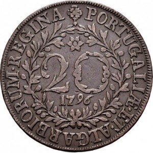 Реверс монеты Азорские острова, 20 реалов, 1790-1798