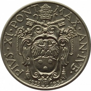 Аверс монеты Ватикан, 20 чентезимо, 1933