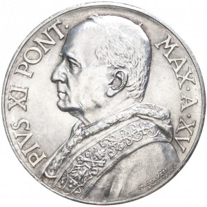 Аверс монеты Ватикан, 10 лир, 1929-1937