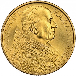 Аверс монеты Ватикан, 100 лир, 1929-1935