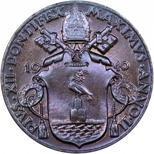 Аверс монеты Ватикан, 5 чентезимо, 1939-1941
