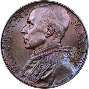 Аверс монеты Ватикан, 10 чентезимо, 1942-1946