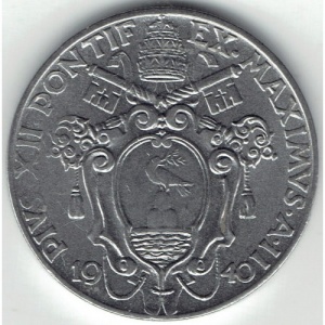 Аверс монеты Ватикан, 20 чентезимо, 1940-1941