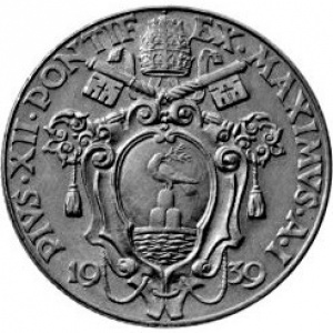Аверс монеты Ватикан, 50 чентезимо, 1939