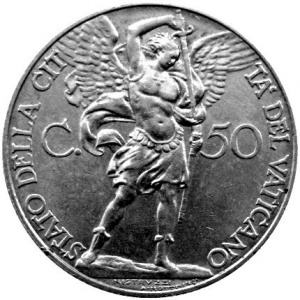 Реверс монеты Ватикан, 50 чентезимо, 1939