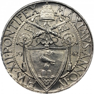 Аверс монеты Ватикан, 50 чентезимо, 1942-1946