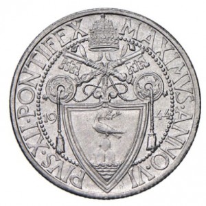 Аверс монеты Ватикан, 1 лира, 1942-1946