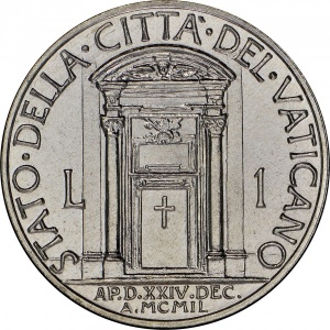 Реверс монеты Ватикан, 1 лира, 1950