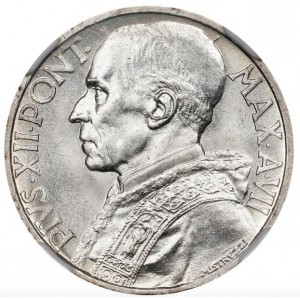 Аверс монеты Ватикан, 5 лир, 1942-1946