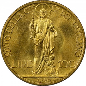 Реверс монеты Ватикан, 100 лир, 1939-1941