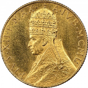 Аверс монеты Ватикан, 100 лир, 1950