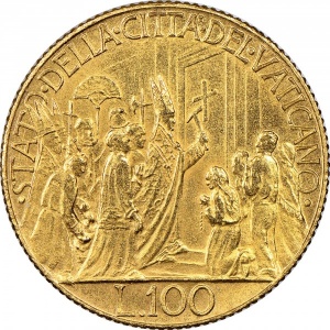 Реверс монеты Ватикан, 100 лир, 1950