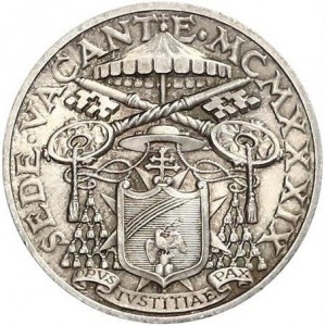 Аверс монеты Ватикан, 10 лир, 1939, Вакантный престол