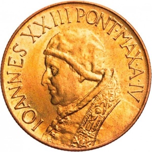 Аверс монеты Ватикан, 20 лир, 1959-1962