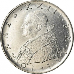 Аверс монеты Ватикан, 100 лир, 1959-1962